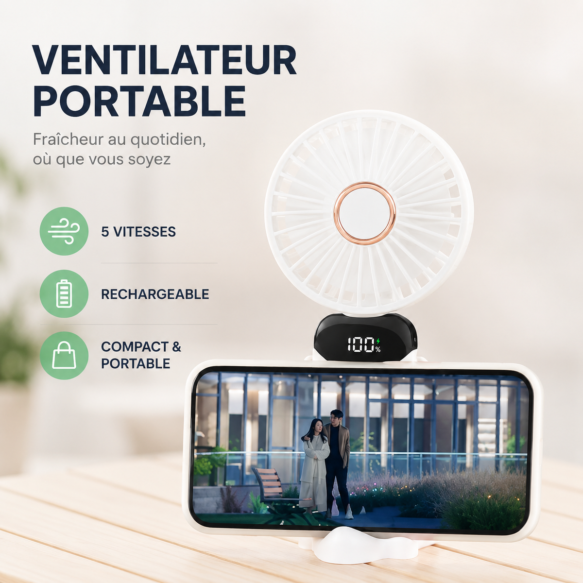 Ventilateur Portable Rechargeable
