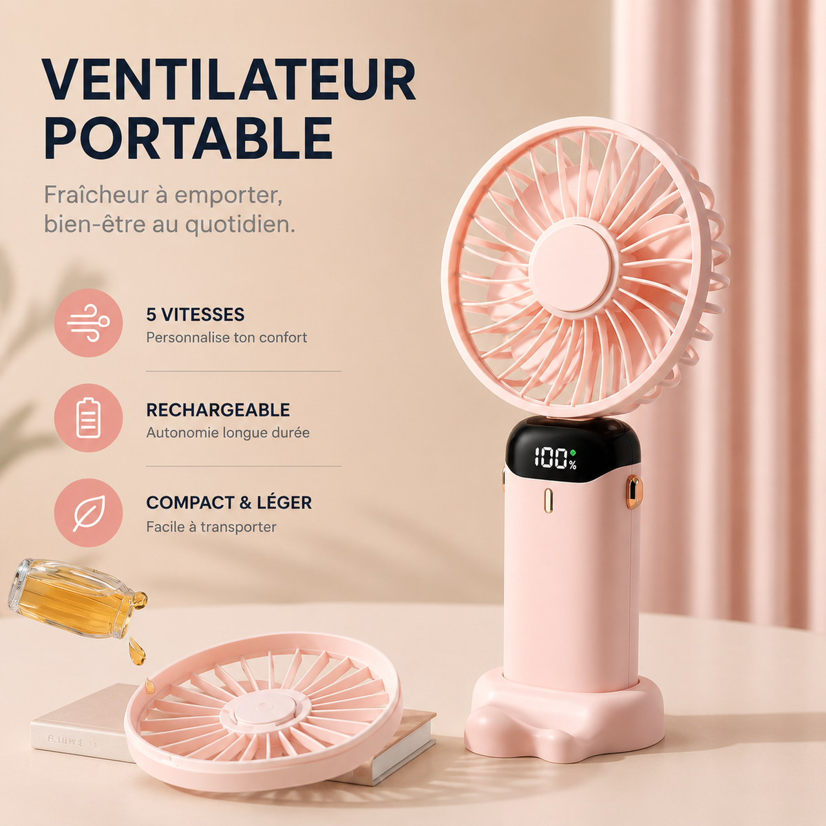 Ventilateur Portable Rechargeable